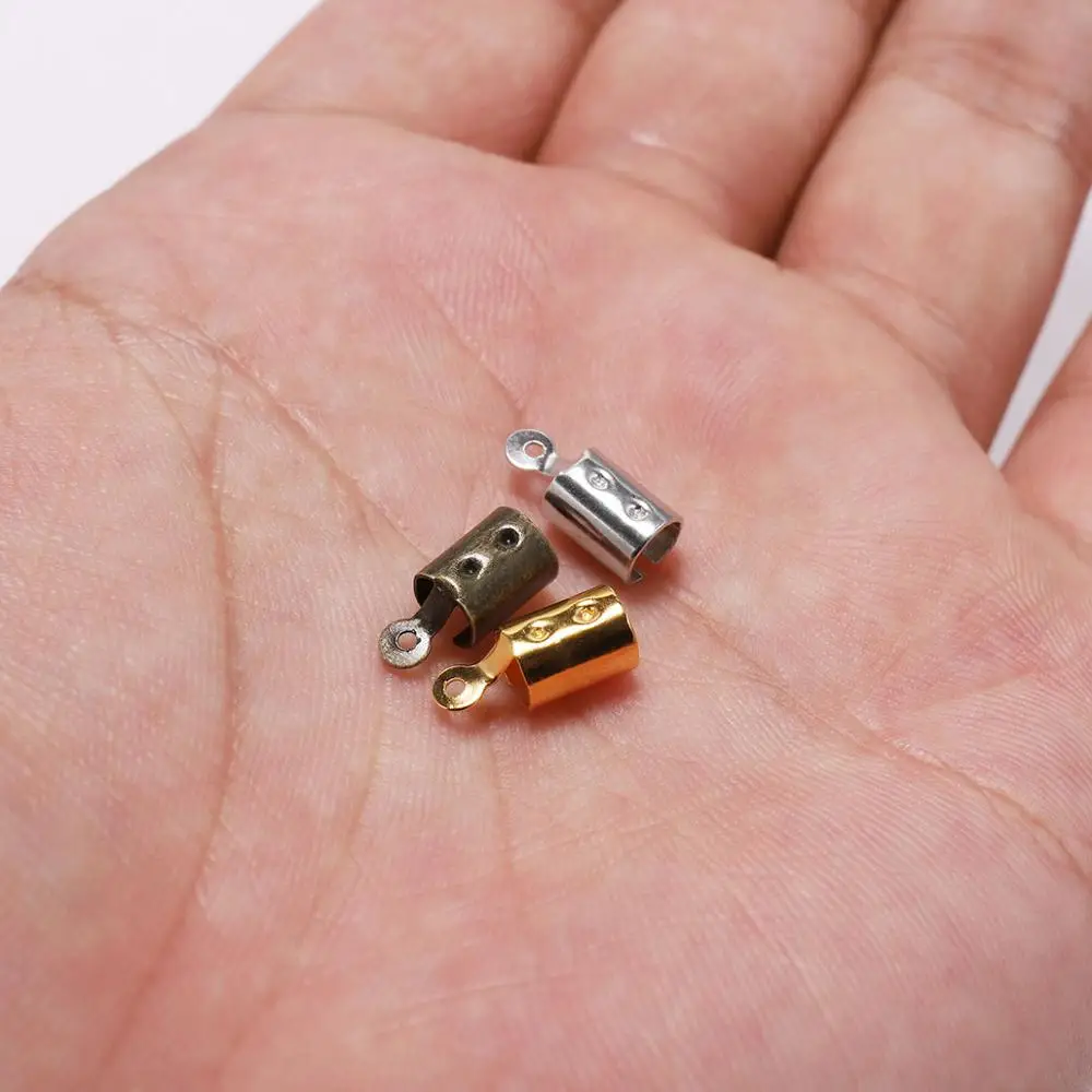 100 шт. 5*12 мм складной обжимной шнур кожаный зажим наконечник ювелирный