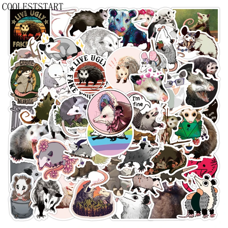 

Стикеры в виде животных диадельфидов для багажа, скейтборда, ноутбука, Mac, водонепроницаемые стикеры в стиле аниме для творчества, 10/50 фотогр...