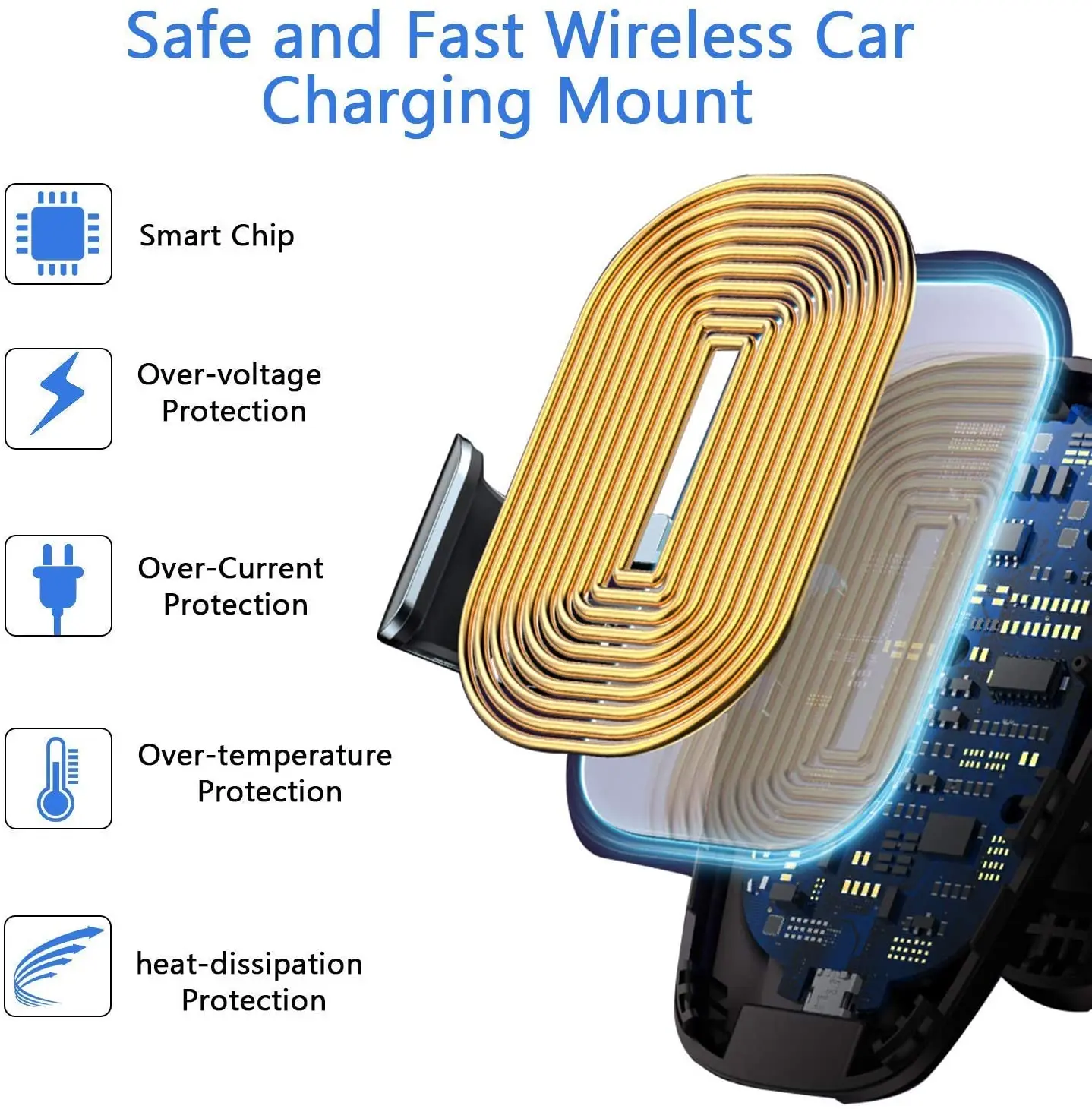 Автоматическое зажимное автомобильное беспроводное зарядное устройство для