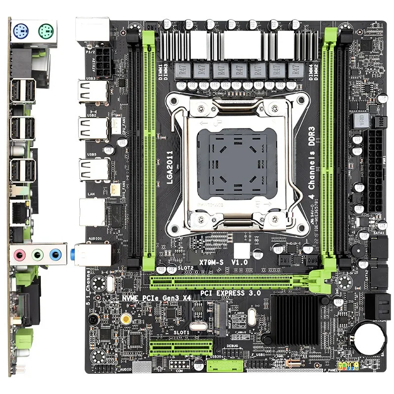 X79 M2 материнская плата LGA2011 M ATX USB2.0 PCI-E NVME M.2 SSD поддержка памяти REG ECC и процессор Xeon