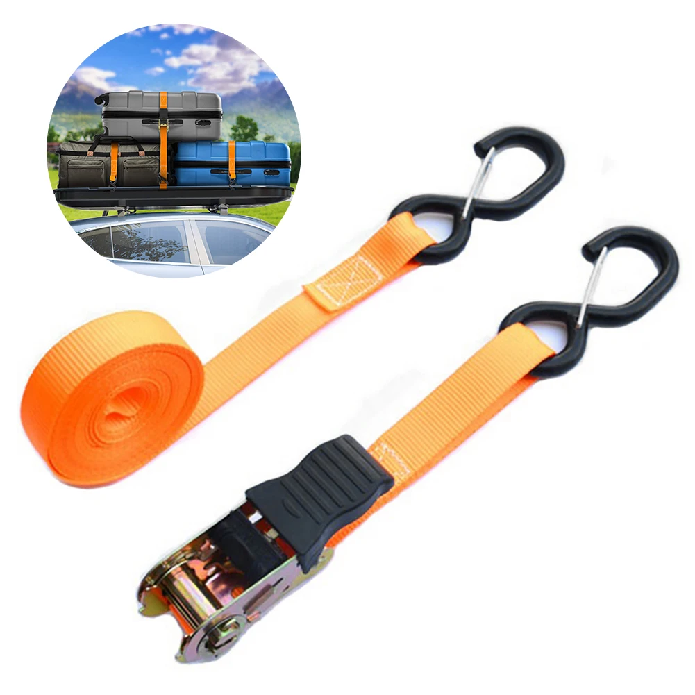 

2PCS Portable Auto Luggage Trailer Ratchet Tie Down Strap 8-shaped Hook Brake Strap Binding Belt For Motorcycle Heavy-Duty 2021