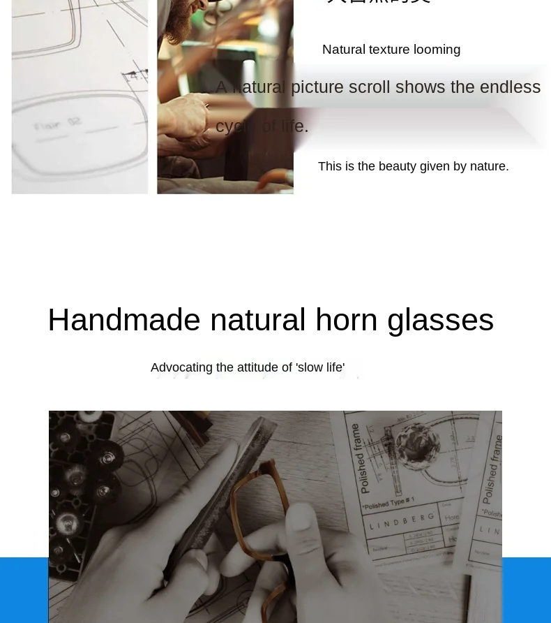 

European and American Popular Eyeglass Frame Personality Retro Large Frame Ox Horn Frame Handmade Glasses