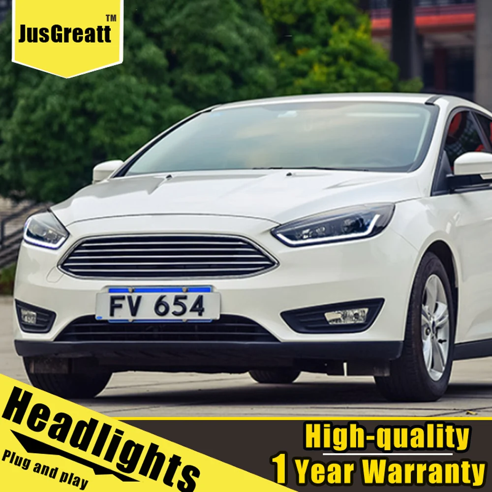 

A Pair For ford focus LED Headlights 2015-2018 HID Head Lamps Bi Xenon Beam Fog Daytime Running Lights Dynamic Turn
