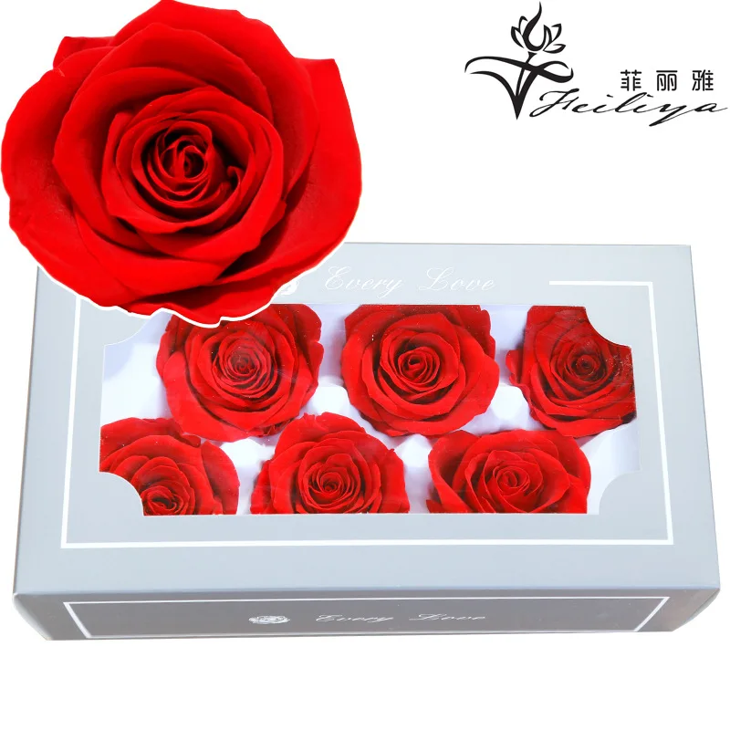

Новый 6 шт./кор. реальные сохраненный свежий цветок розы головок класс A 5-6 см розы сухих цветов "сделай сам" Вечная Цветочная композиция