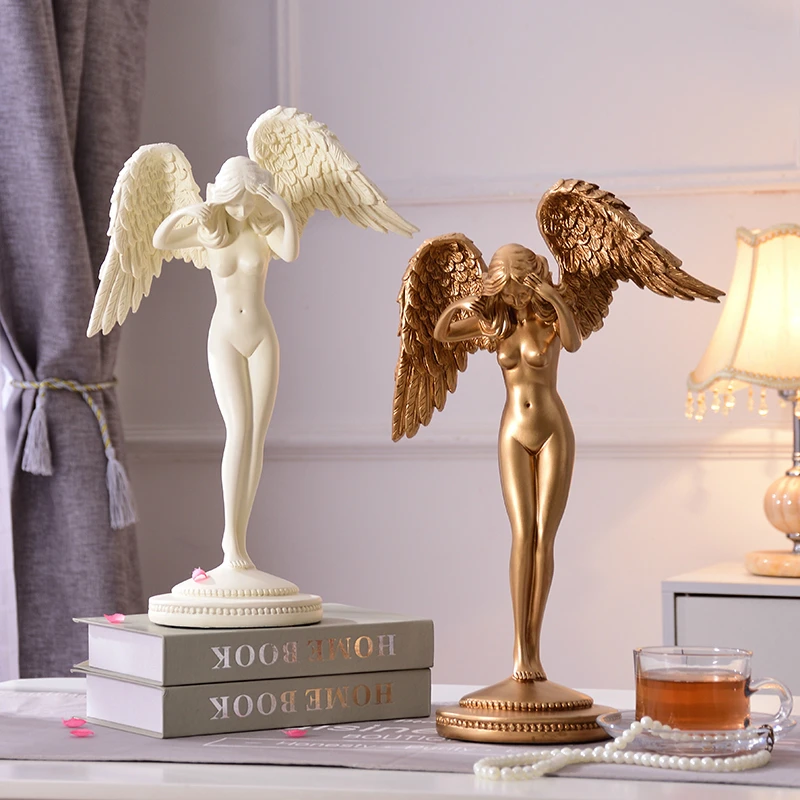 

European Angel Sculptures Home Decoration Accessories Goddess Figurines Abstract Character Statues Resin Ornaments Desktop Decor