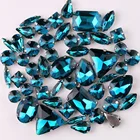 Серебряные стразы 50 шт.пакет формы, смешанный синий циркон, стразы, стразы, свадебные туфли, сумочка, отделка сделай сам