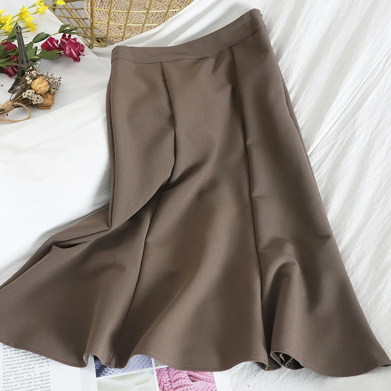 Весна-лето 2020 Корейская стильная облегающая юбка Ретро стиль высокая талия
