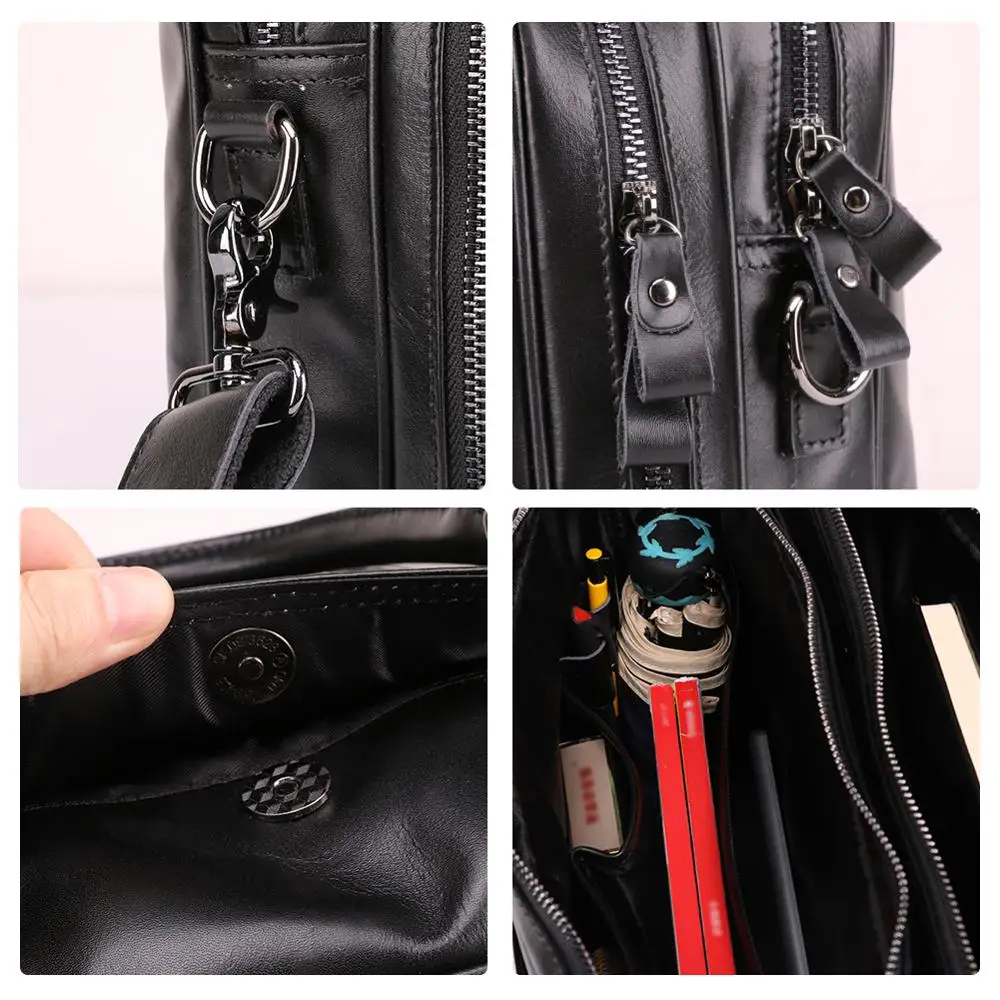 JOGUJOS обновленный черный мужской портфель из натуральной кожи деловой для