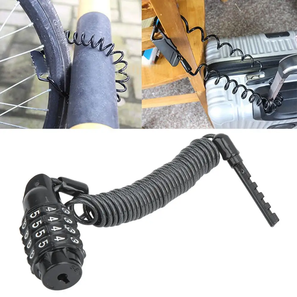 Universal Motorcycle Helmet Lock Cable Code Combination PIN Locking Carabiner Security Reminder Lanyard Spring | Автомобили и