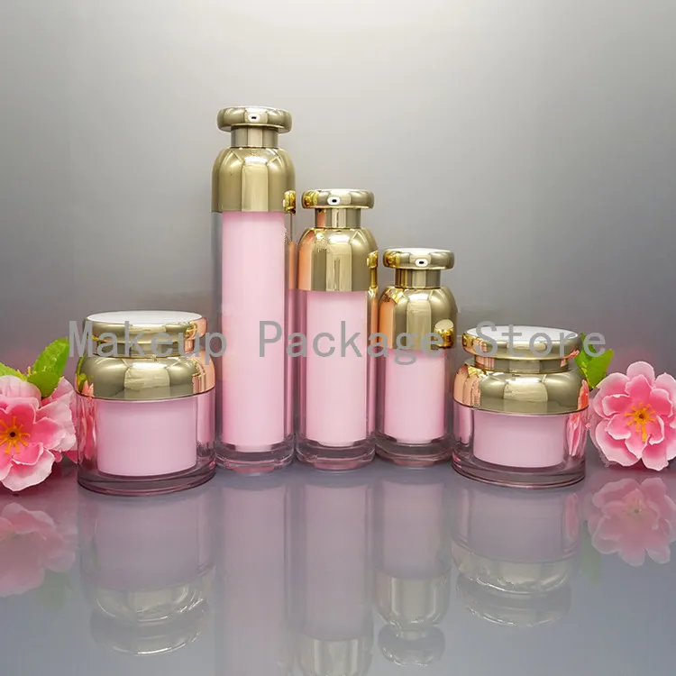 Розовый акриловый флакон для крема лица/глаз 30 г 15/50/100 мл пустой лосьона/эмульсии
