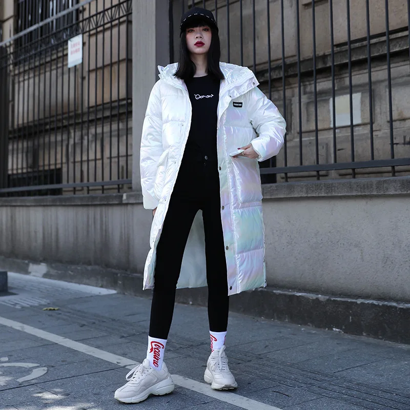 2021 Winter Parkas Long Cotton-padded Coat Hooded Outwear Padded Woman Parkas Jackets Women Fashion Straight Loose Coats
