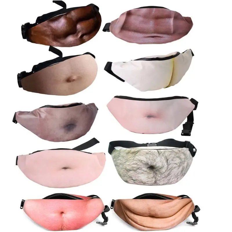 

THINKTHENDO 2021 Fashion Design Fun Men Women Dad Bag Dad Bod Waist Bags Beer Fat Hairy Belly Fanny Pack Zipper Pocket 10 Color