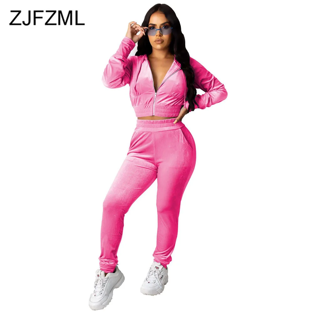 

Velvet Two Piece Set Women Rave Festival Clothing Full Sleeve Hooded Short Coat And Elastic Waist Biker Short Velour Tracksuits