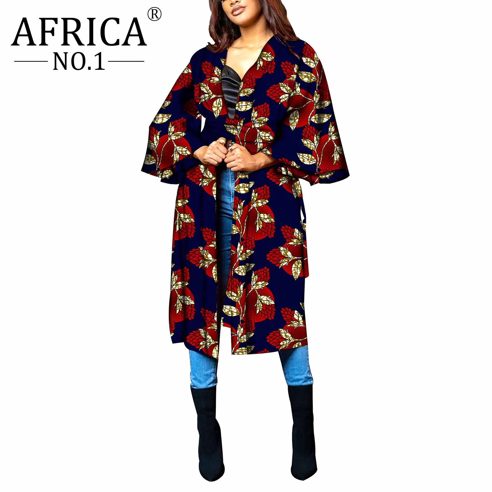 African Clothing For Women Dashiki Windbreaker Pure Cotton Floral Elegant Colorful Wax Jacket Turn Down Collar Casual Design