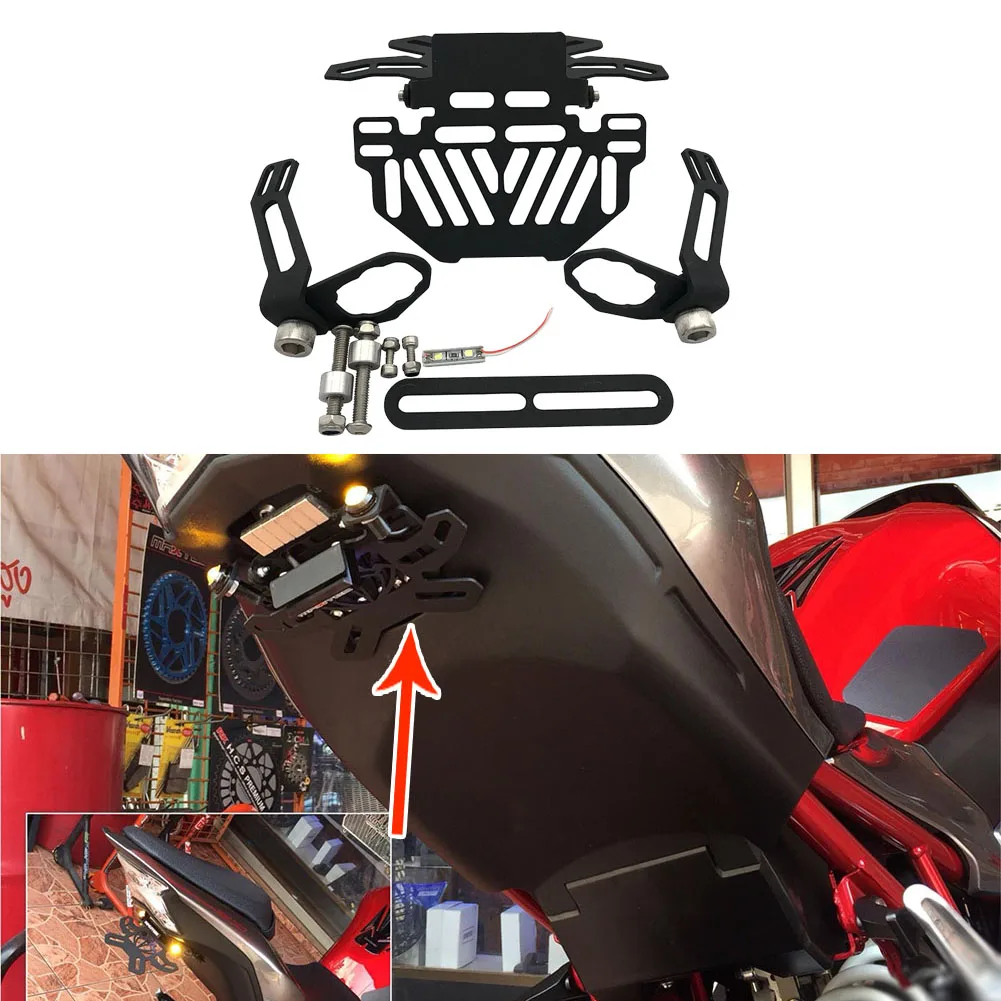 

Universal CNC Stainless Steel Motorcycle Rear License Plate Mount Holder For Honda For Kawasaki Z750 R3 Z800 R6 MT07 MT09 MT10