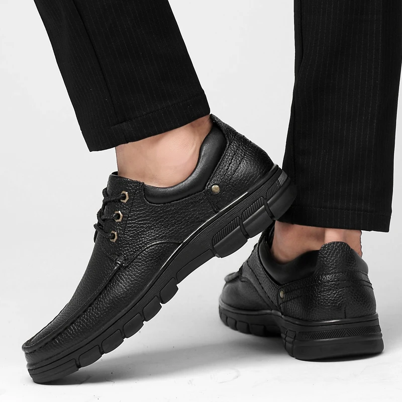 

Genuine Leather Men Shoes Fashion Oxford Shoes lace up Man Breathable British Style Flats Autumn Casual Shoes big size 48