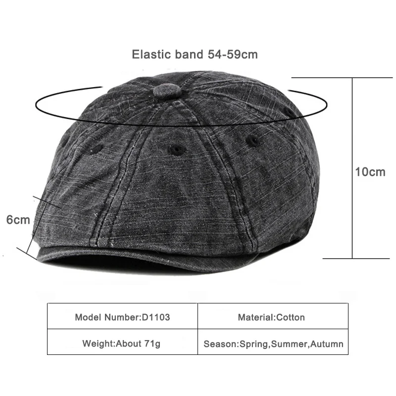 

LTOW Retro Summer Berets Hat Men Eight-blade Newsboy Cap Women Painter Visors Herringbone Cap Washed Cotton Duckbill Flat Caps