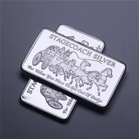1 oz Silver Clad Plated Bullion Bar Non-magnetism American Bars Stagecoach Silver Bar Metal Crafts Collection High quality Silve
