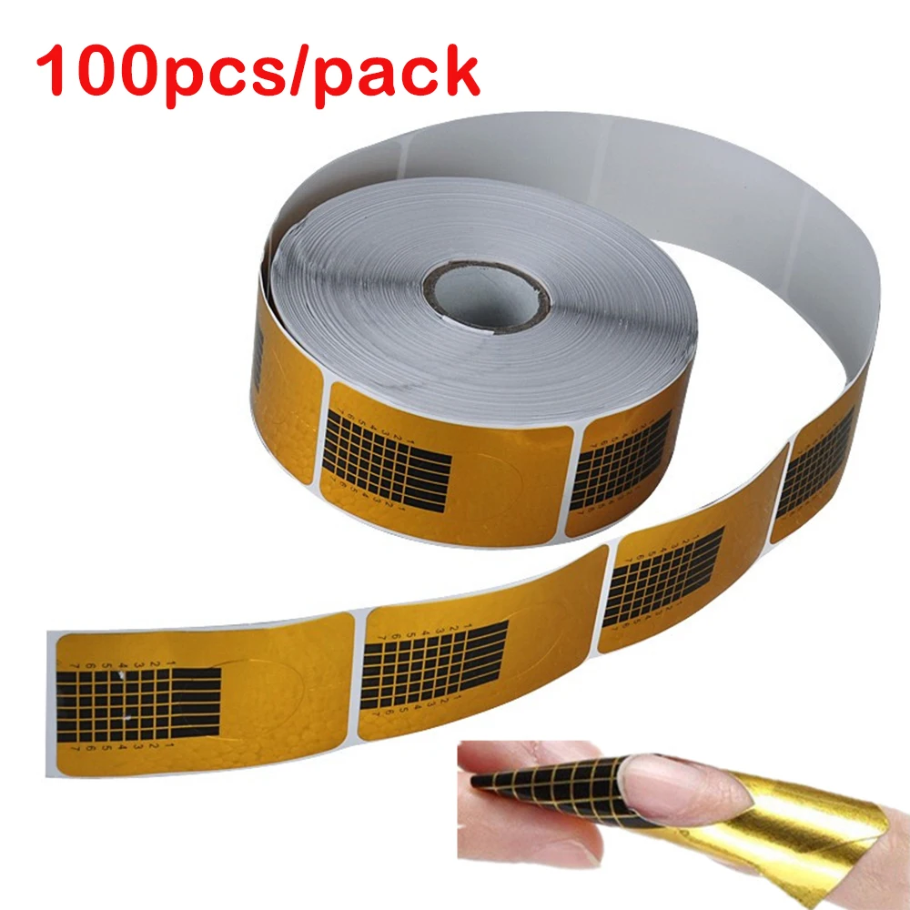 100pcs 100 шт./ форма для наращивания ногтей руководство формы для наращивания акриловые наклейки на ногти профессиональная фольга для ногтей DIY макикюрный набор - Цвет: 100pcs