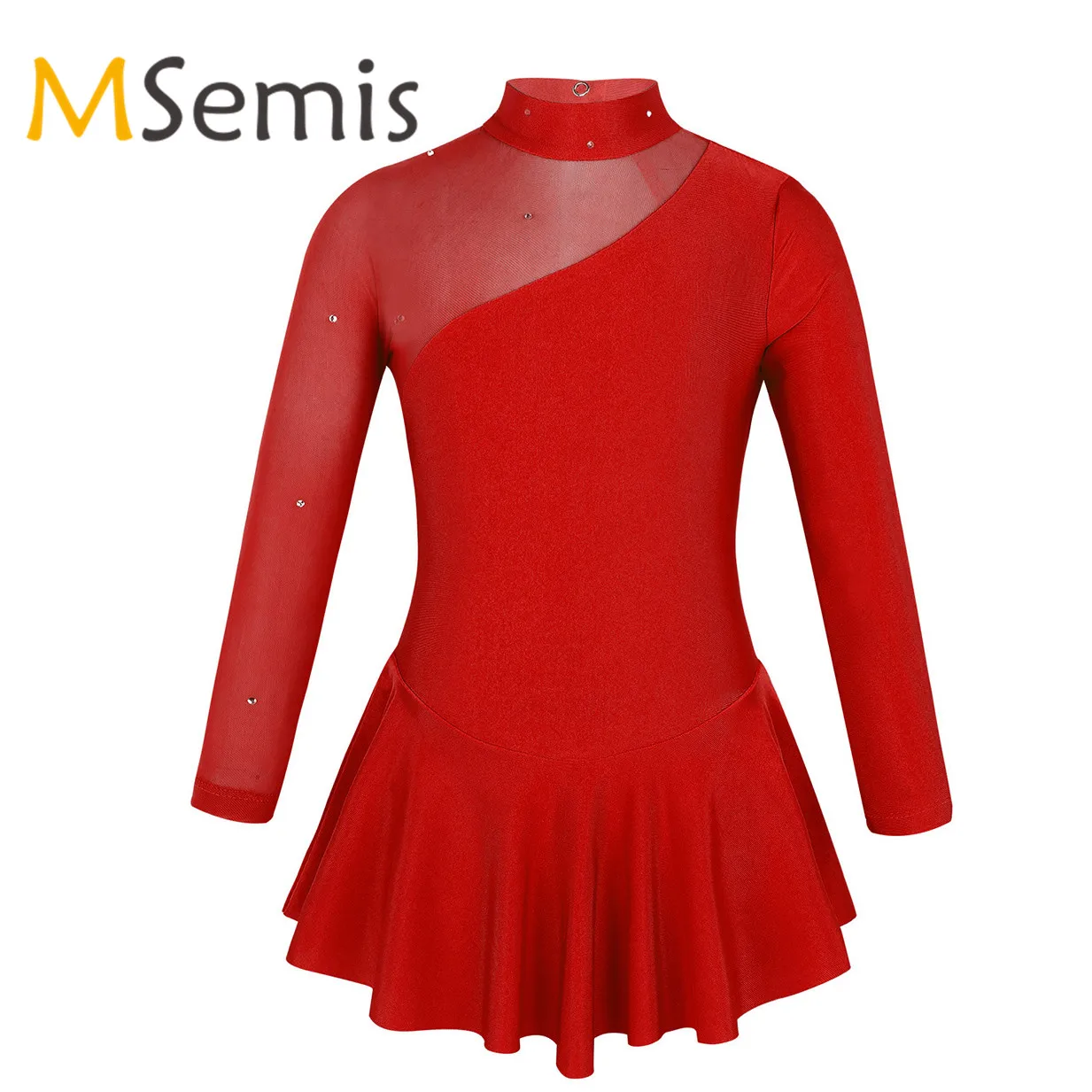 Детский балетный купальник для девочек костюм с ложным горлом тюлевым