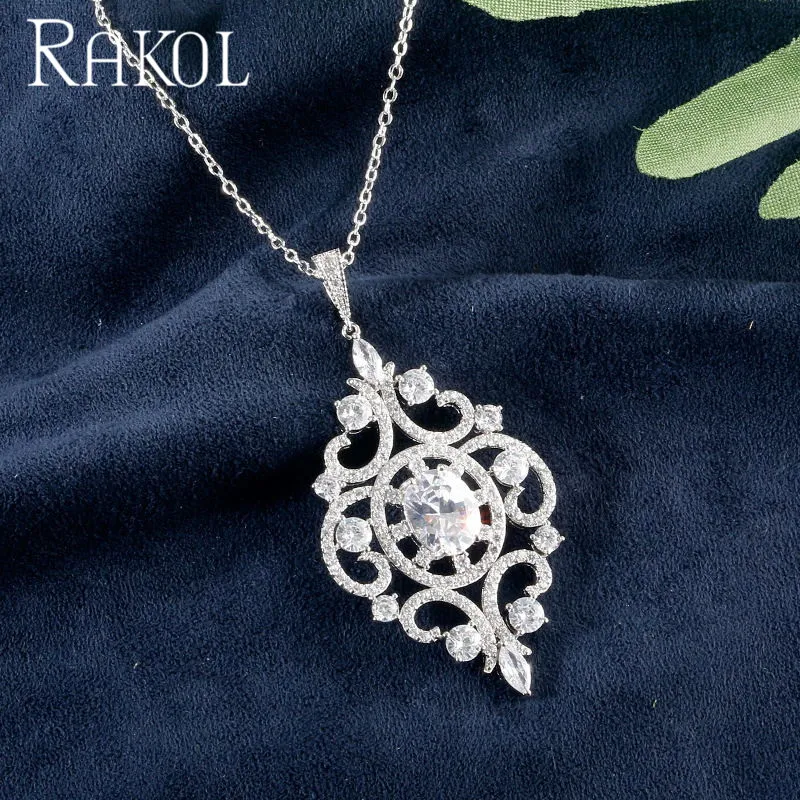 RAKOL Новое модное большое красивое ожерелье с цветочным узором в форме зеленого