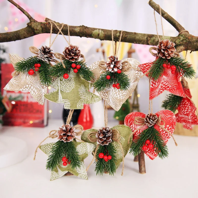 3 шт./компл. Рождество сосновая шишка украшение в форме сердца звезды