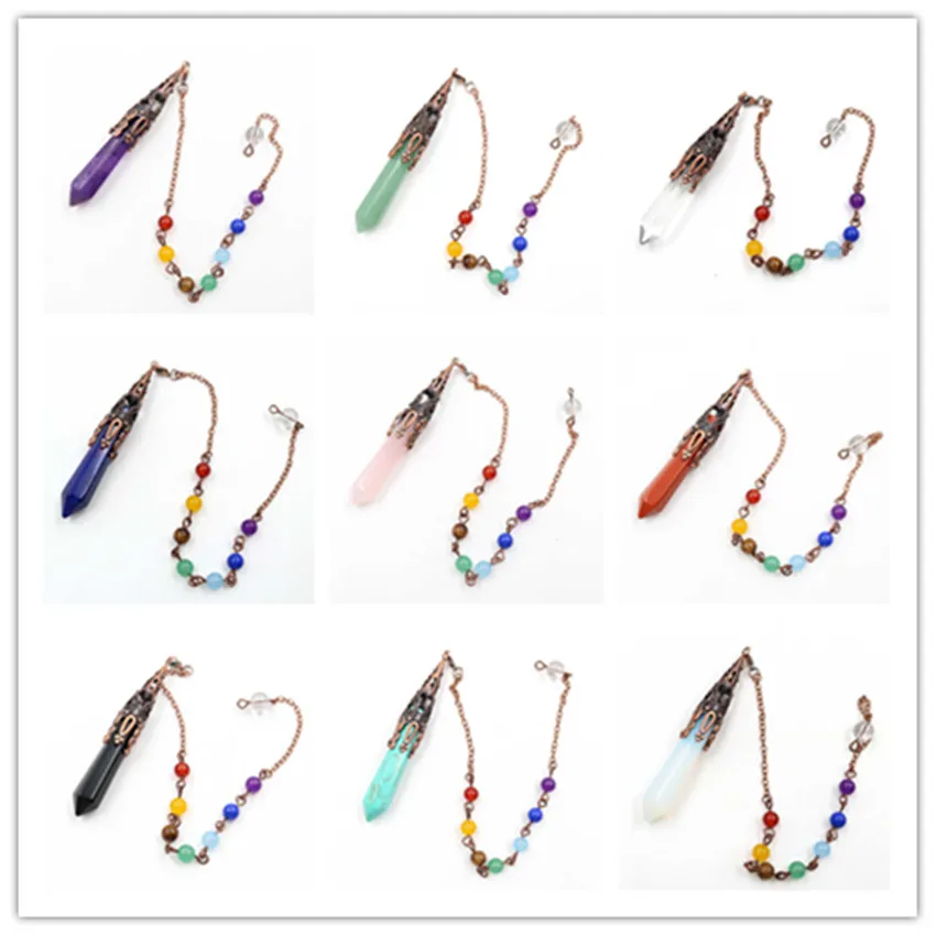 FYJS Unique Antique Copper Plated Hexagon Prism Rose Pink Quartz Pendant Stone Beads Chain Necklace Lapis Lazuli Chakra Jewelry | Украшения