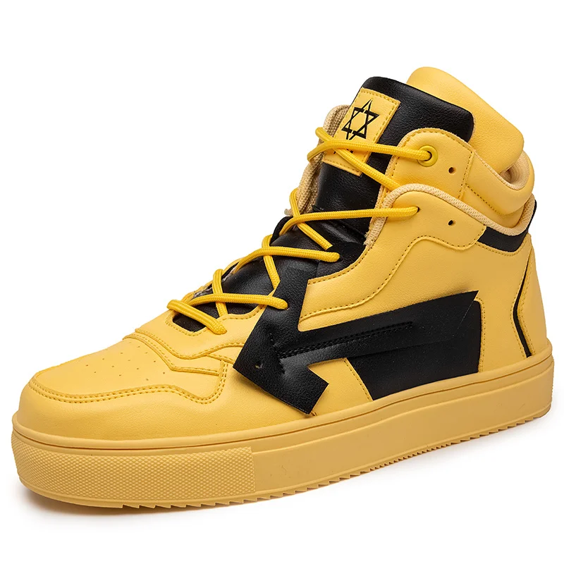 

New Style Men Skateboard Shoes High Top Sneakers Hip hop Street Men's Casual Trainers Fashion Yellow Board Skate Shoes