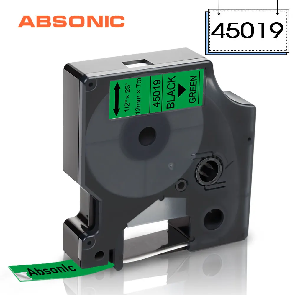Absinic 45013 45019 черный на зеленый D1 этикетка лента 1/2 &quot12 мм производитель заменить
