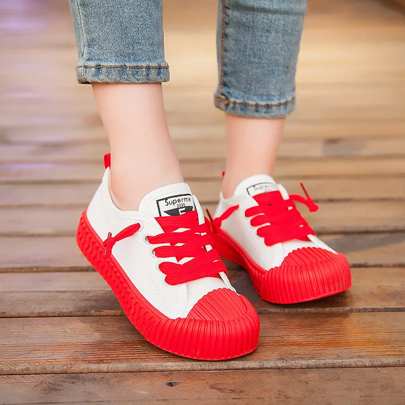 Без галстука спортивные туфли со шнурками для девочек и мальчиков 2019 г. Белые