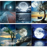 5d diy diamond painting moonscape cross stitch moonlight diamond embroidery full square round drill home decor manual art gift