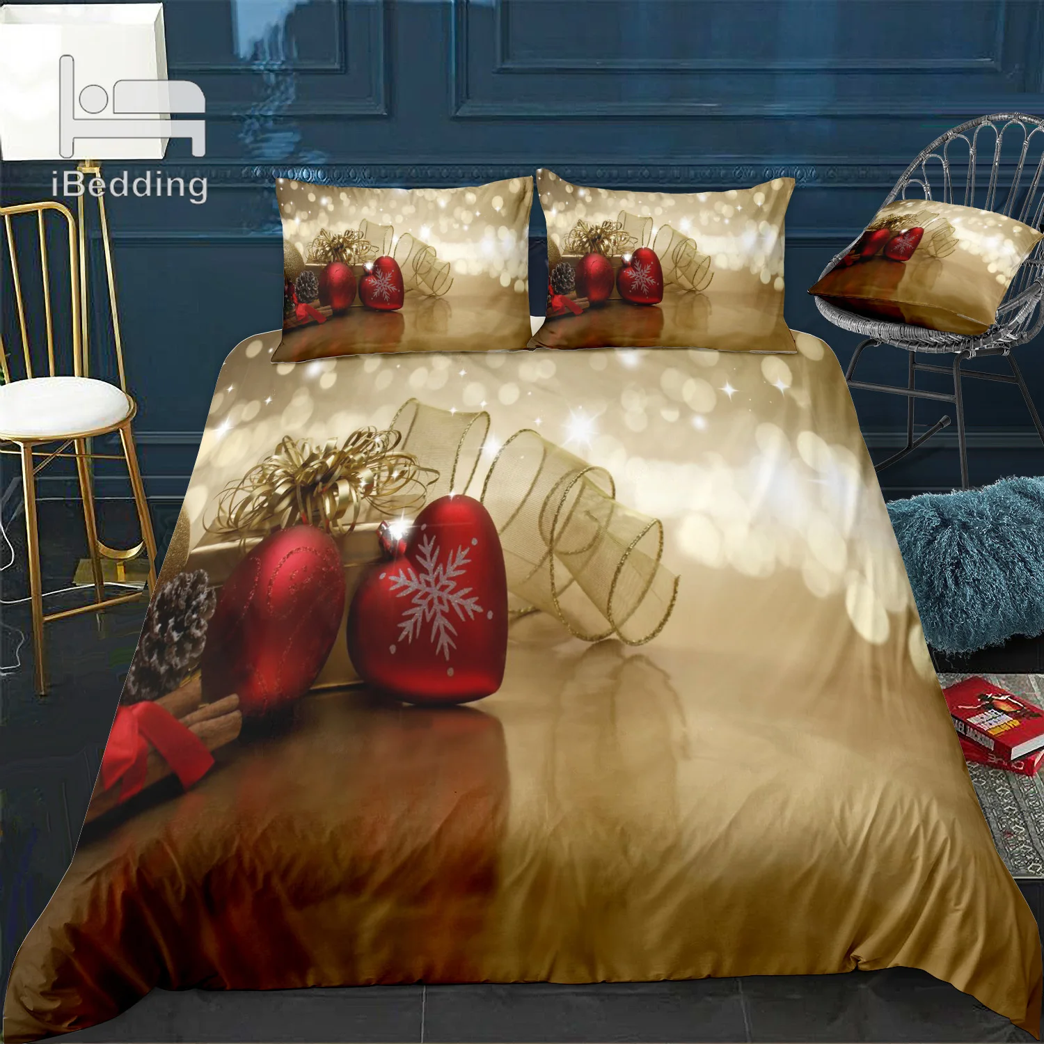 Комплект постельного белья с 3D рисунком на Рождество пододеяльник королева