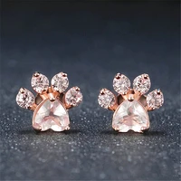 fashion new hot trendy cute cat paw earrings for women fashiong rose gold earring pink claw print bear and dog paw stud earrings