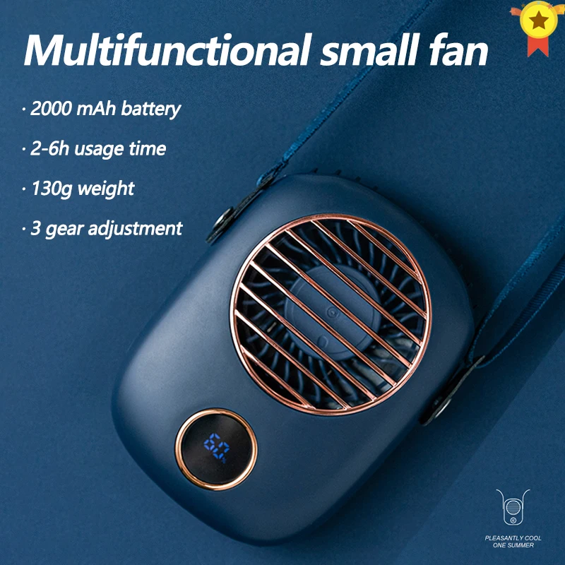 Goede Opknoping Nek Fan Mini Cooler Usb 2000Mah Oplaadbare Ventilador Outdoor Reizen Handheld Draagbare Stille Cooling Fans Home