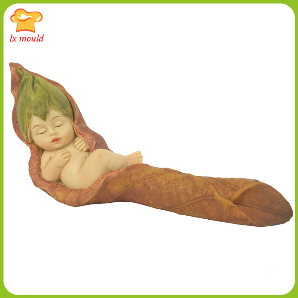 

LXYY New 3D Sleeping Baby Silicone Mould DIY Leaf & Doll Silicone Mold Handmade Plaster Soap Molds