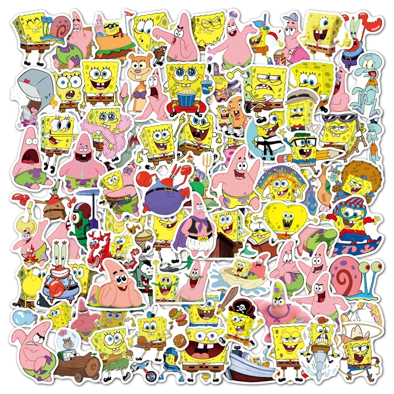 

10/30/50/100Pcs Spongebob Squarepants Anime Graffiti Stickers Diy Stationery for Luggage Skateboard Suitcase Helmet Classic Toy