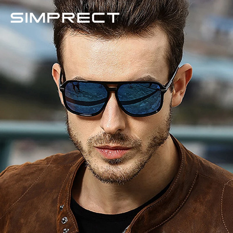 Мужские поляризационные солнцезащитные очки SIMPRECT 2021 зеркальные большие