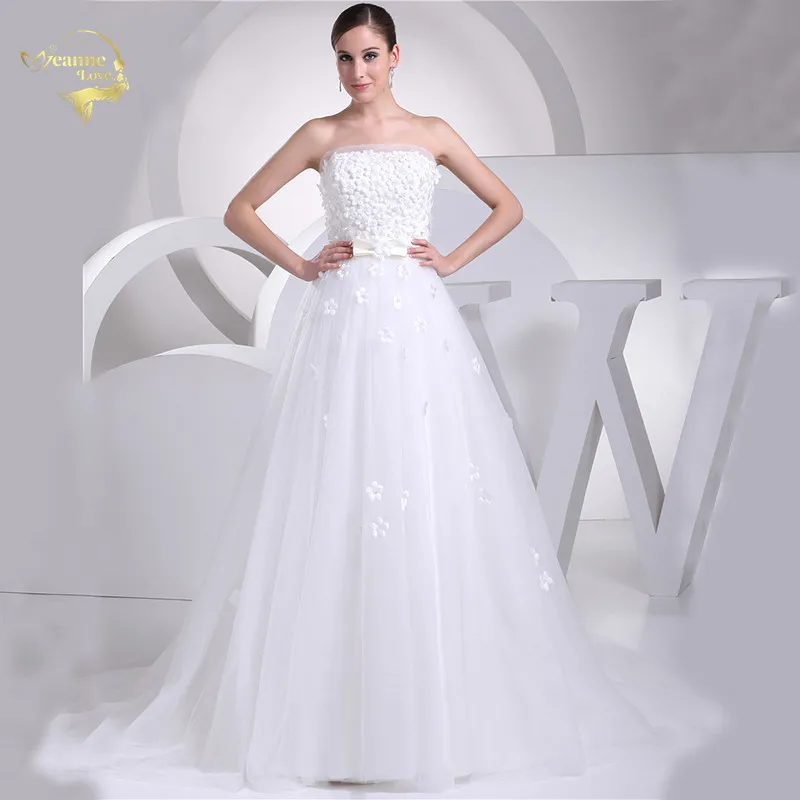 

Jeanne Love New Fashion Vintage Wedding Dresses Bruidsjurken Bow Belt Tulle Bridal Dresses 2020 Robe De Mariage Handmade Flowers