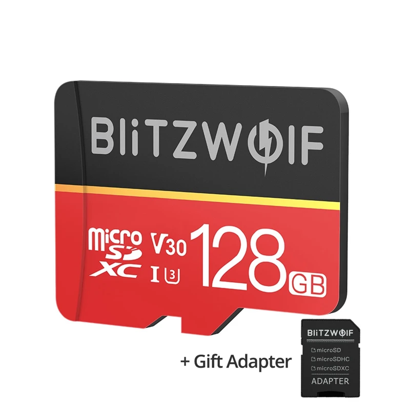 128 ГБ BlitzWolf BW-TF1 класс 10 UHS-1 16 ГБ 32 ГБ UHS-3 V30 64 Гб 128 Гб Micro SD карта памяти с адаптером - Емкость: 128 ГБ
