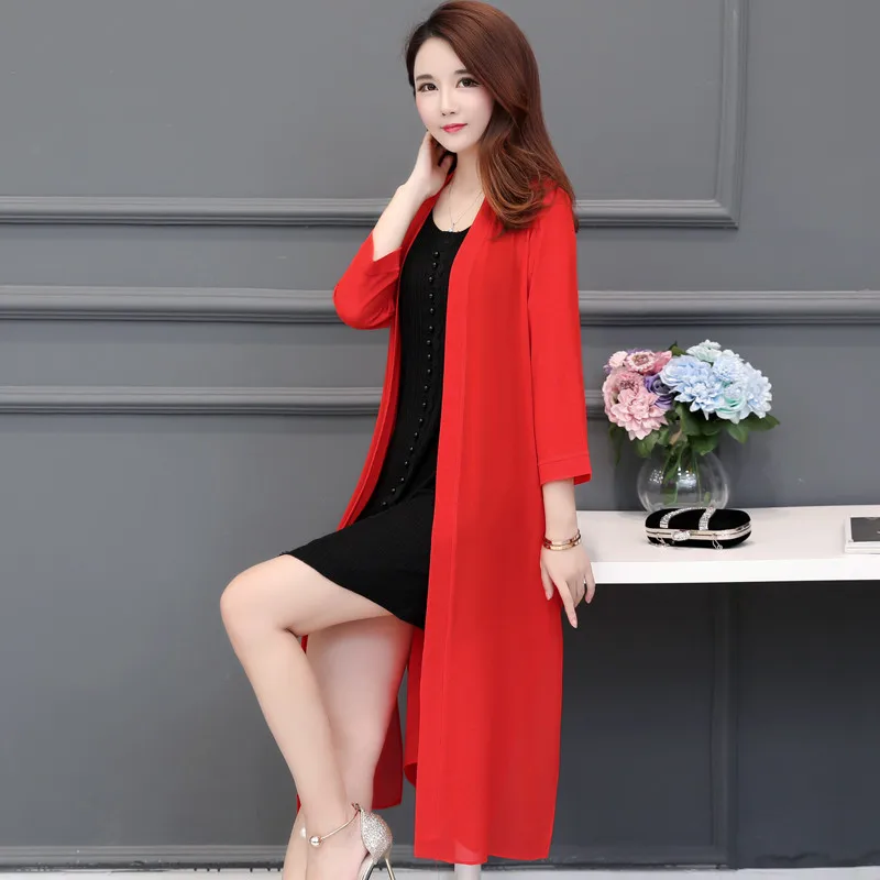 

Women Loose solid Sun protection shirt Summer Casual Boho Chiffon Coat Shawl Kimono Cardigan Tops Black white Blouse M-2XL