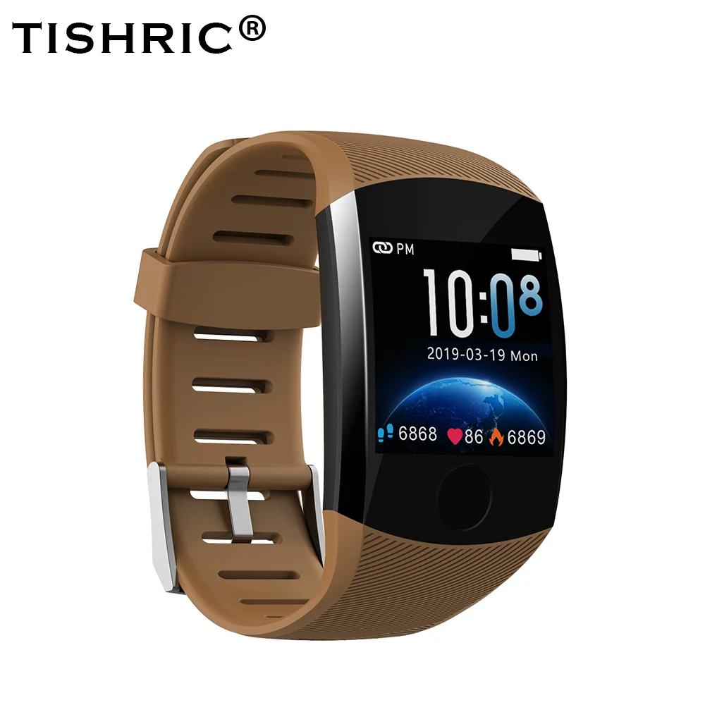 Coffee TISHRIC Q11 Смарт-часы спортивные фитнес-браслет с Bluetooth Android водонепроницаемый Whatsapp Smartwatch монитор сердечного ритма большой экран - Цвет: Coffee