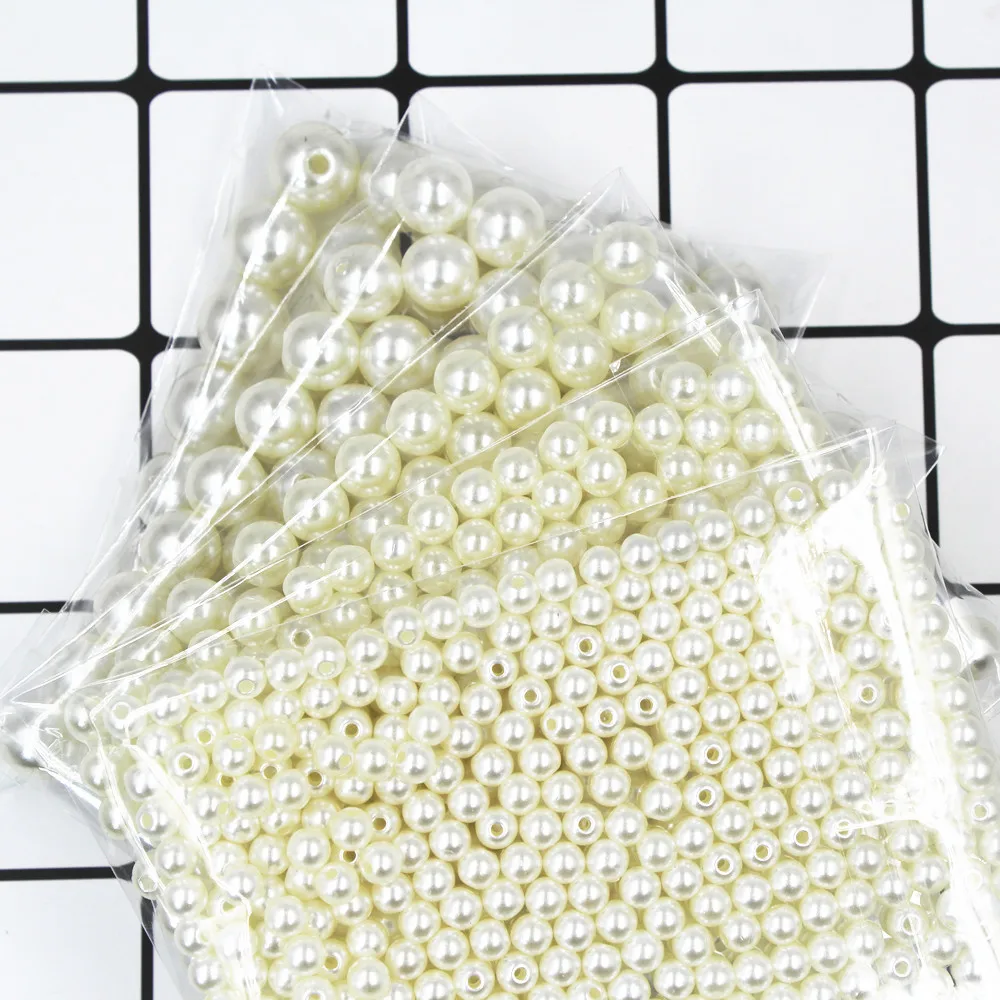 Бусины из АБС-пластика с имитацией жемчуга круглые акриловые бусины отверстием