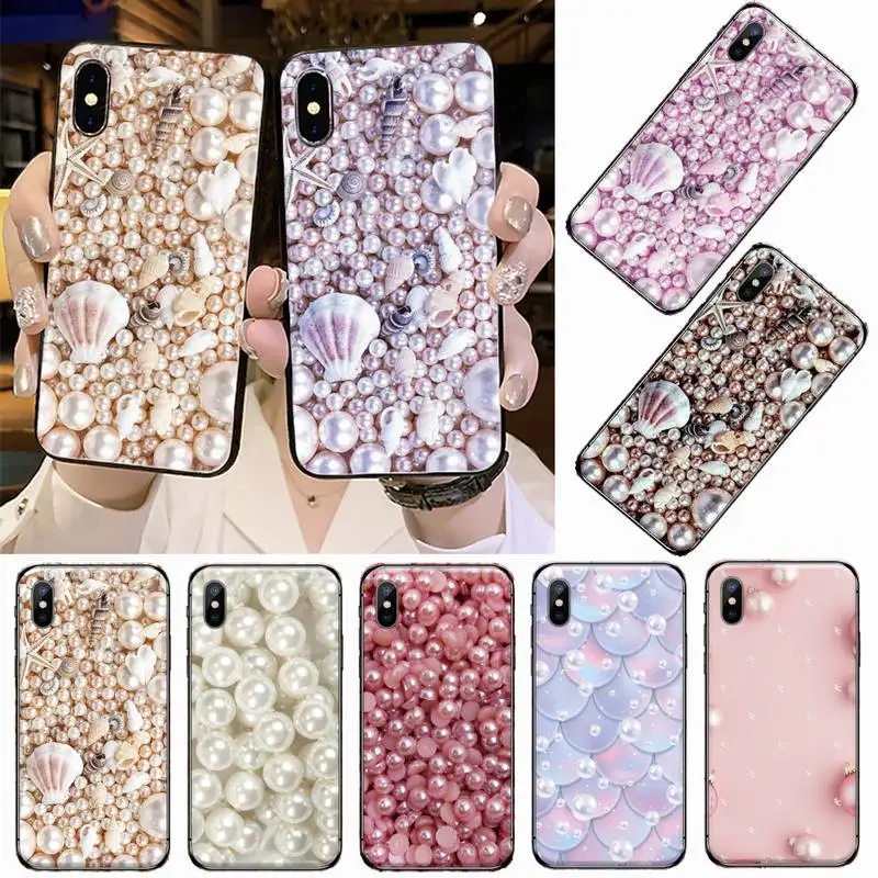 

Pearl bling art design Phone Case For iphone 12 11 13 7 8 6 s plus x xs xr pro max mini