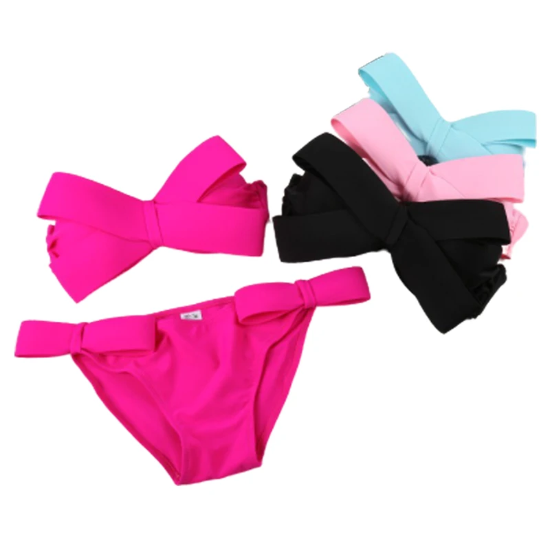 Новинка бикини женский сексуальный купальник с большим бантом бюстгальтер для