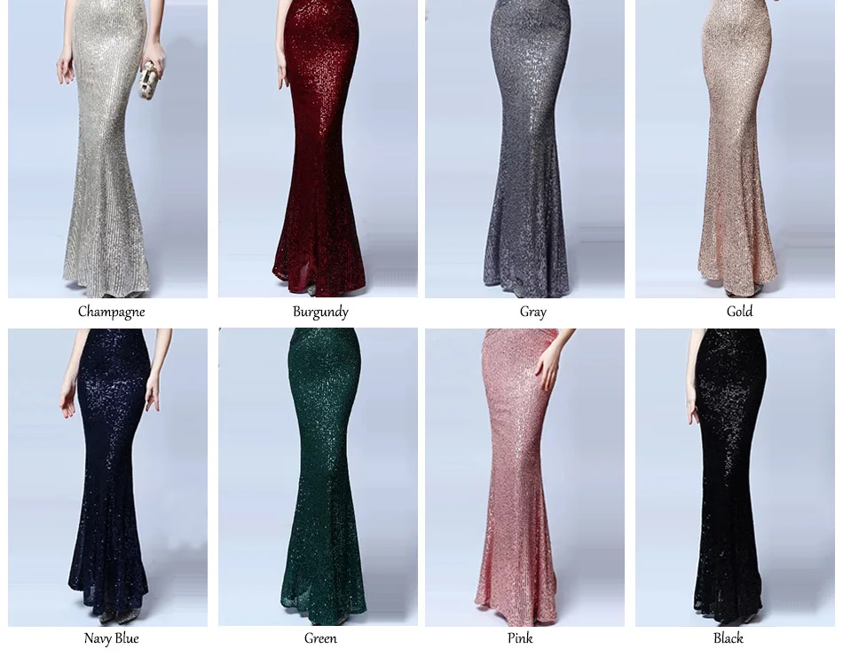 

New 2020 Evening Dress Long Lace Sequins V-neck Heavy Shoulder Sleeve Fashion Party Party Gown Princess Elegant Fishtail Long Dr