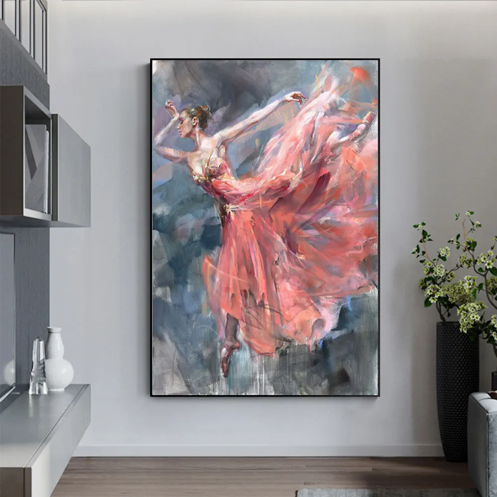 Абстрактная Танцующая балерина плакаты окрашенная девушка настенная Картина на