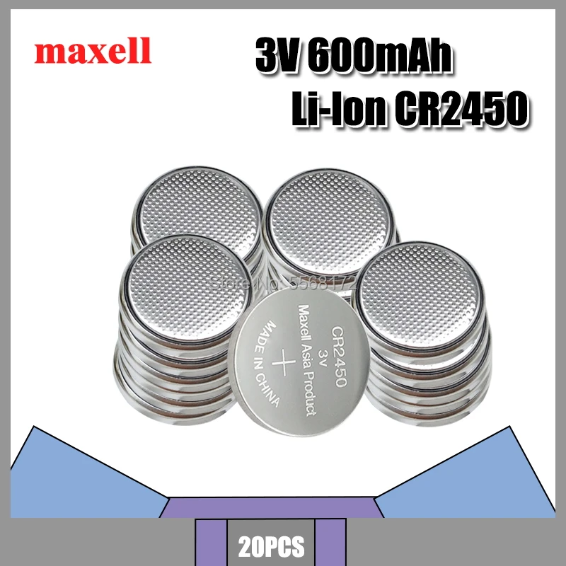 Литиевая батарейка с монетами Maxell 20x3 в CR2450 DL2450 BR2450 LM2450 KCR5029 EE6230 для светодиодных