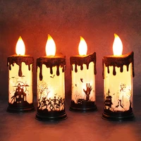 led table top decor candle lamp ghost skull simulation halloween candle light haunted house decor candlestick for home decor