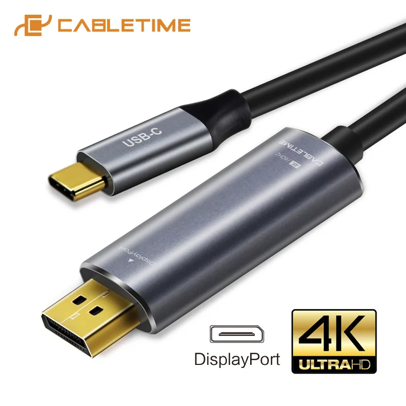 Кабель CABLETIME с USB C на DisplayPort 4K 60 Гц 3 1 Type Thunderbolt DP адаптер UHD внешнее видео C031|Кабели