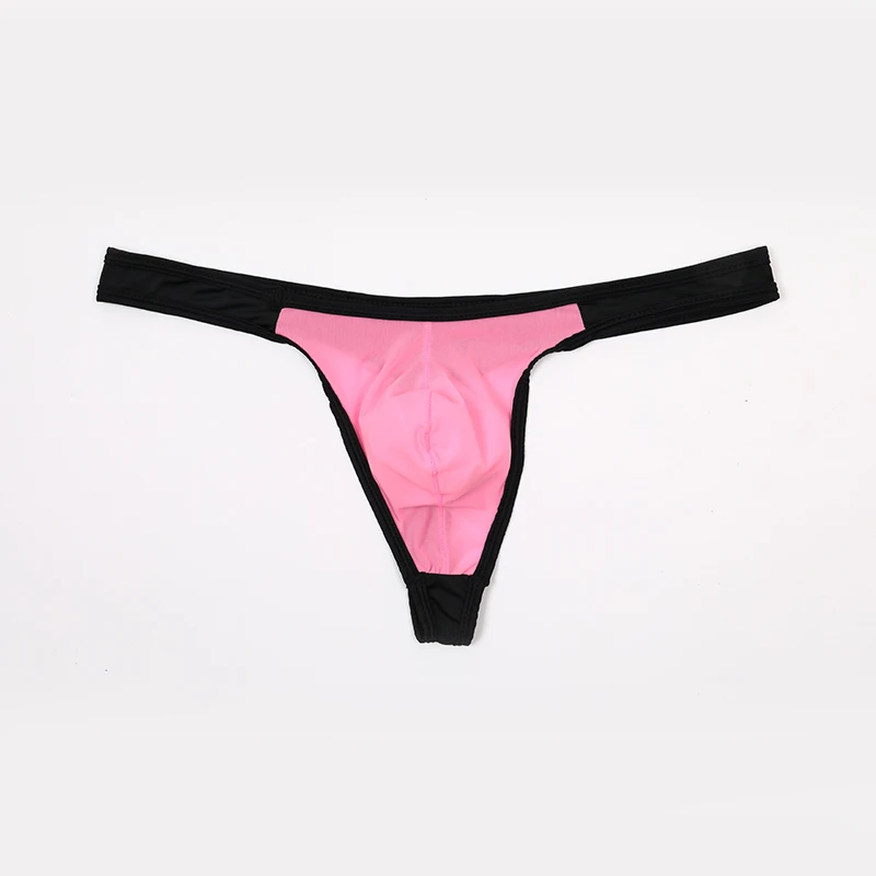 Мужские стринги с низкой талией AIIOU черные тонкие U образным выпуклым шелковым